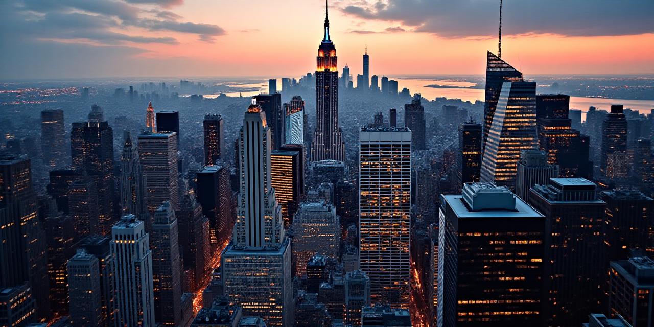 Modern financial district skyline representing growth and stability